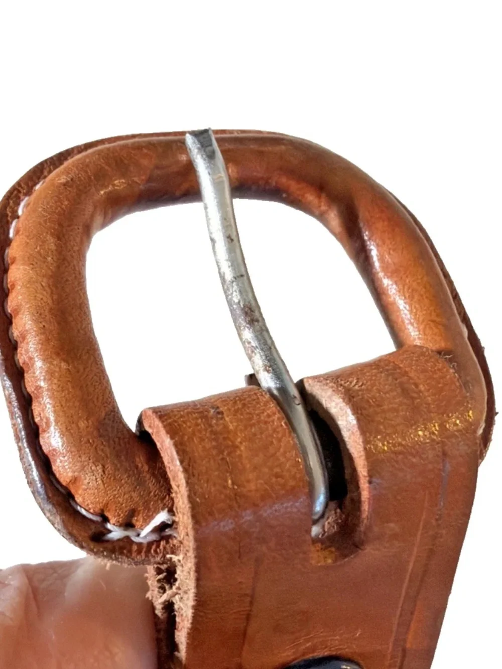 Vintage 1980s Hand-tooled Brown Tan Leather Braided Belt Size 44 Made in Mexico